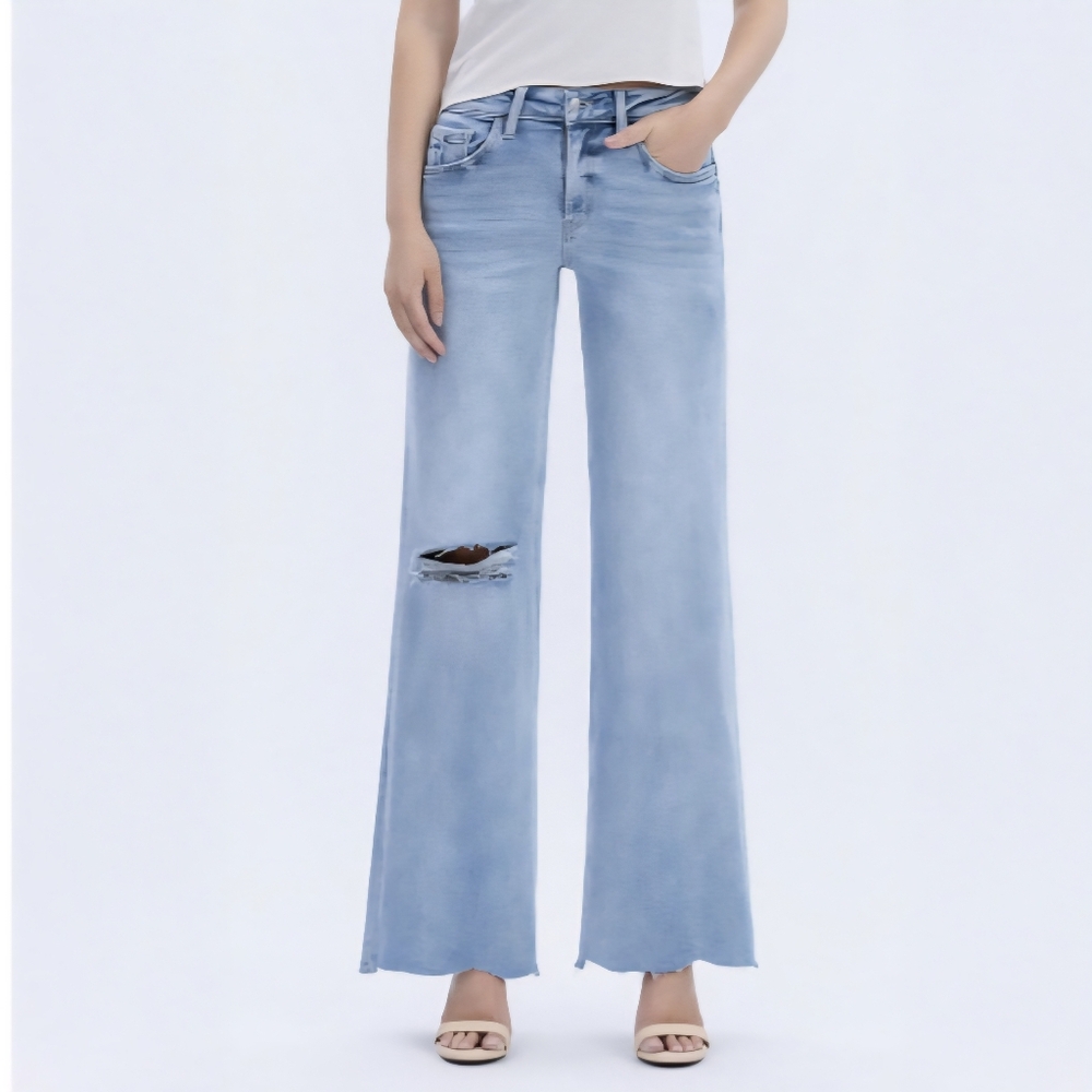 Women's Light Blue Distressed Jeans